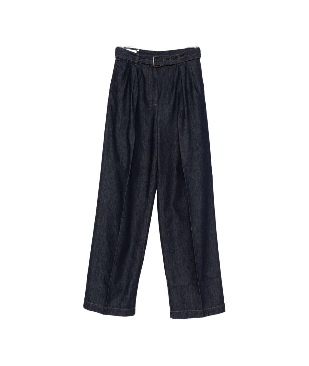 DRIES VAN NOTEN Синие хлопковые прямые брюки, фото 1