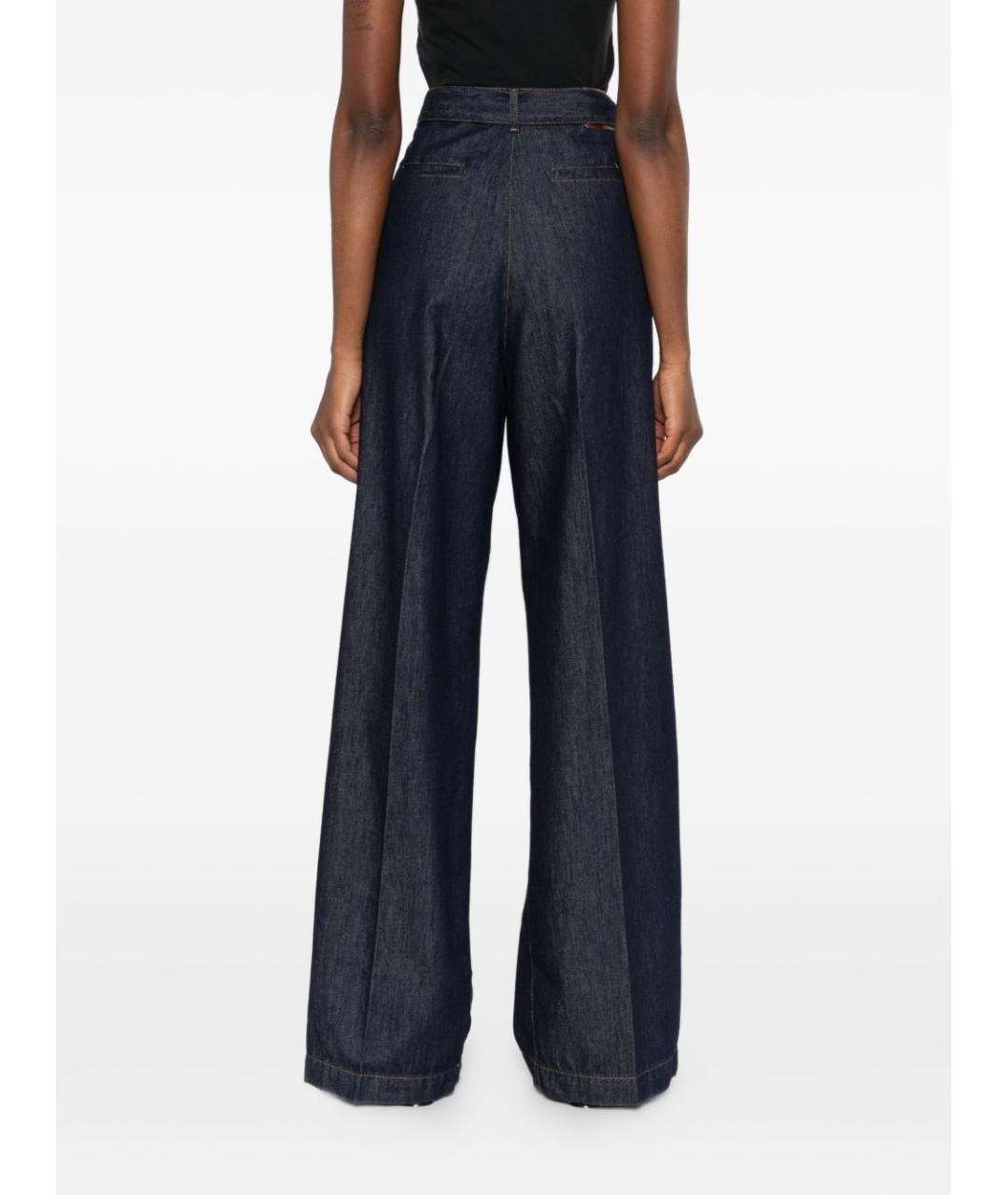 DRIES VAN NOTEN Синие хлопковые прямые брюки, фото 3