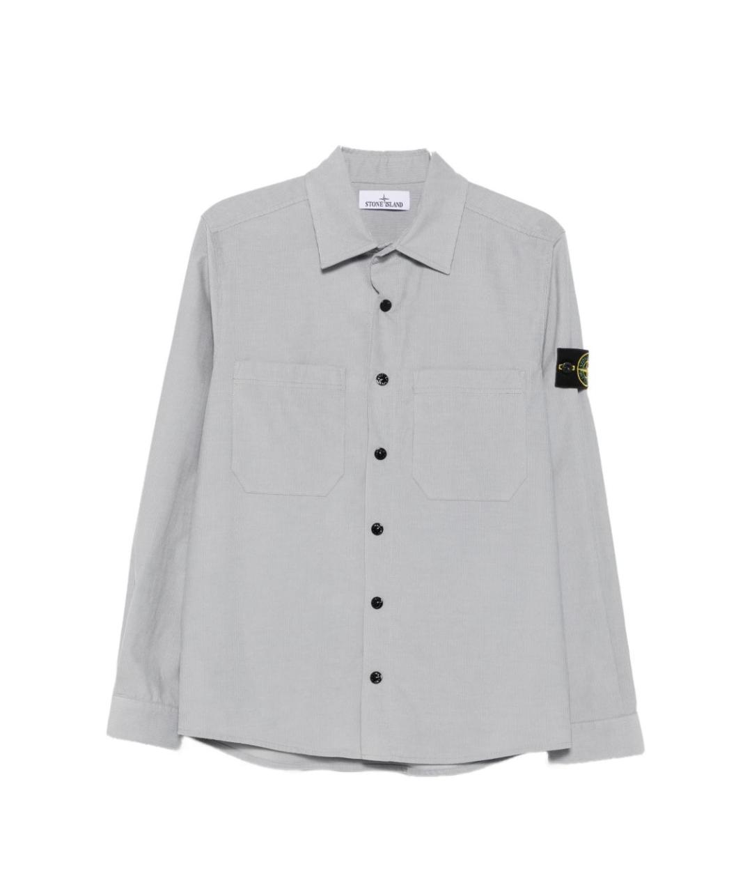 STONE ISLAND Серая хлопковая классическая рубашка, фото 1