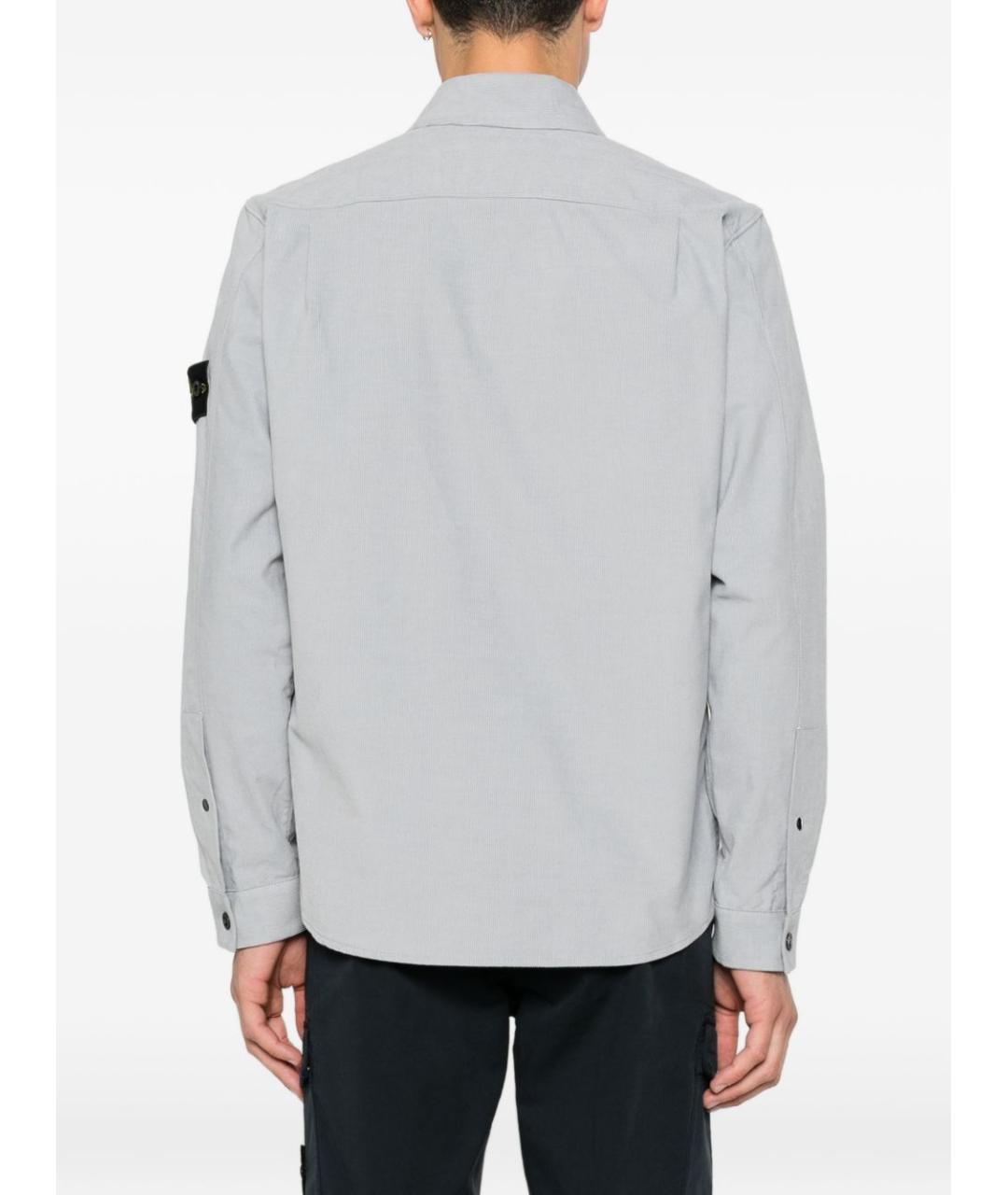 STONE ISLAND Серая хлопковая классическая рубашка, фото 5