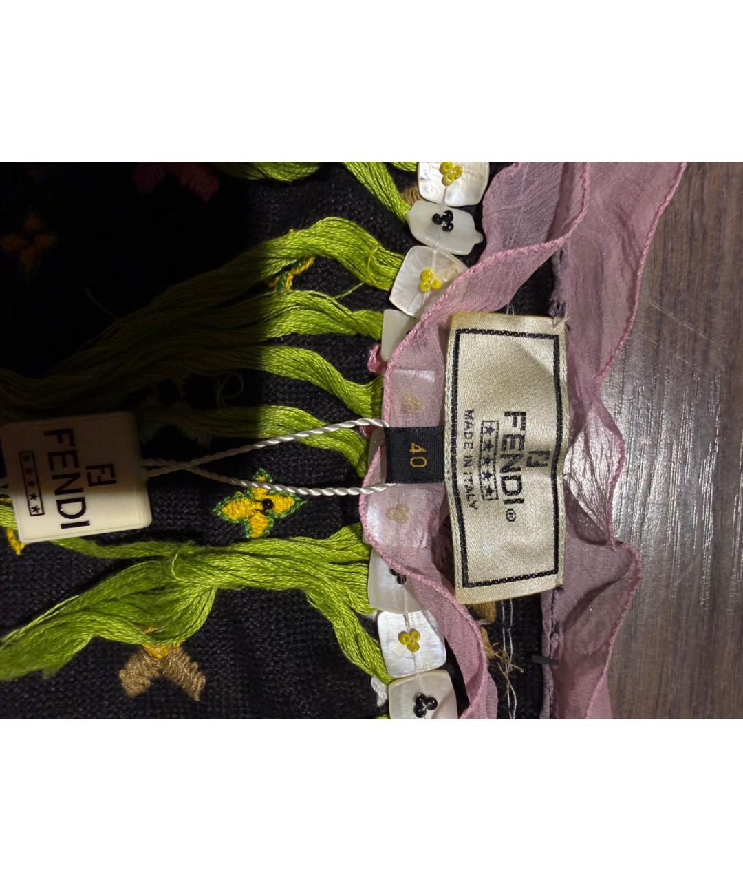 FENDI Черная хлопковая юбка миди, фото 3