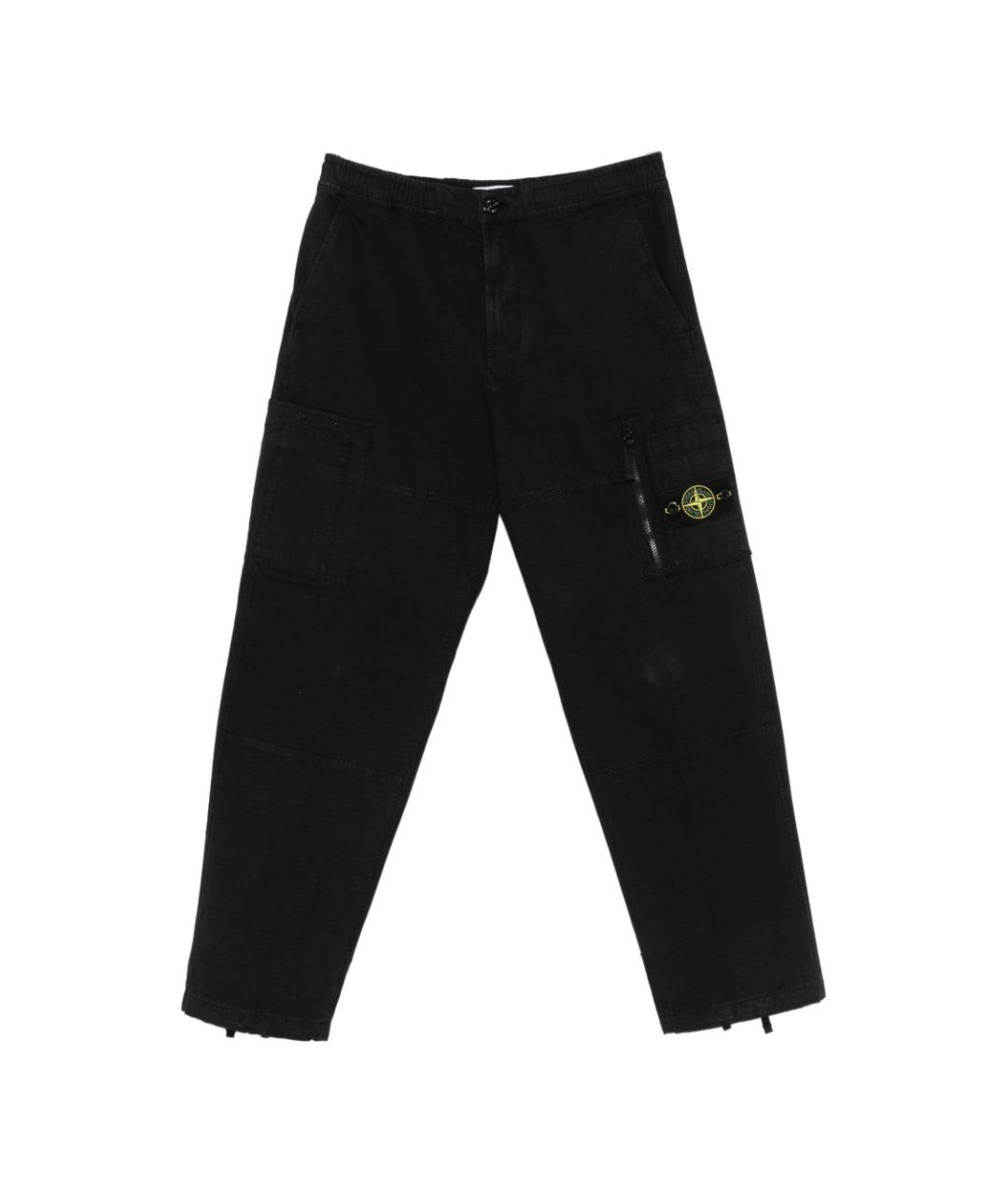 STONE ISLAND Черные хлопковые повседневные брюки, фото 1