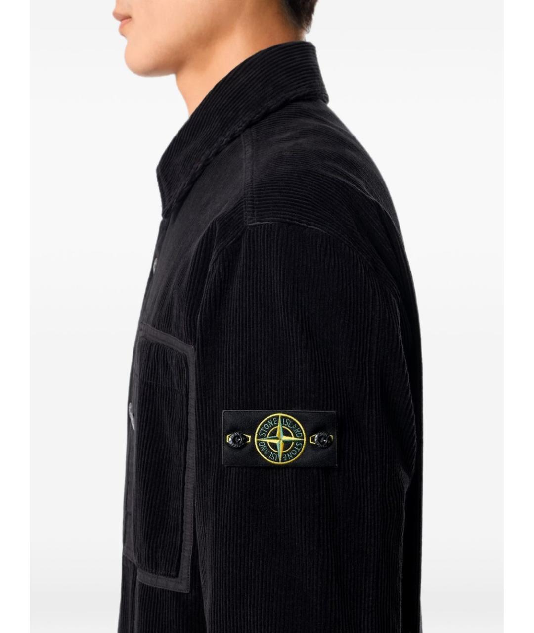 STONE ISLAND Черная хлопковая классическая рубашка, фото 4