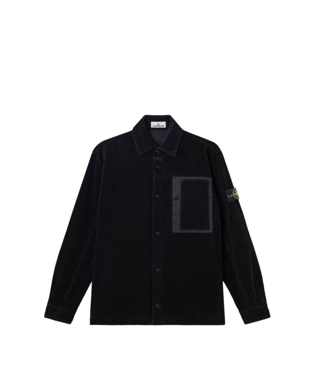 STONE ISLAND Черная хлопковая классическая рубашка, фото 1