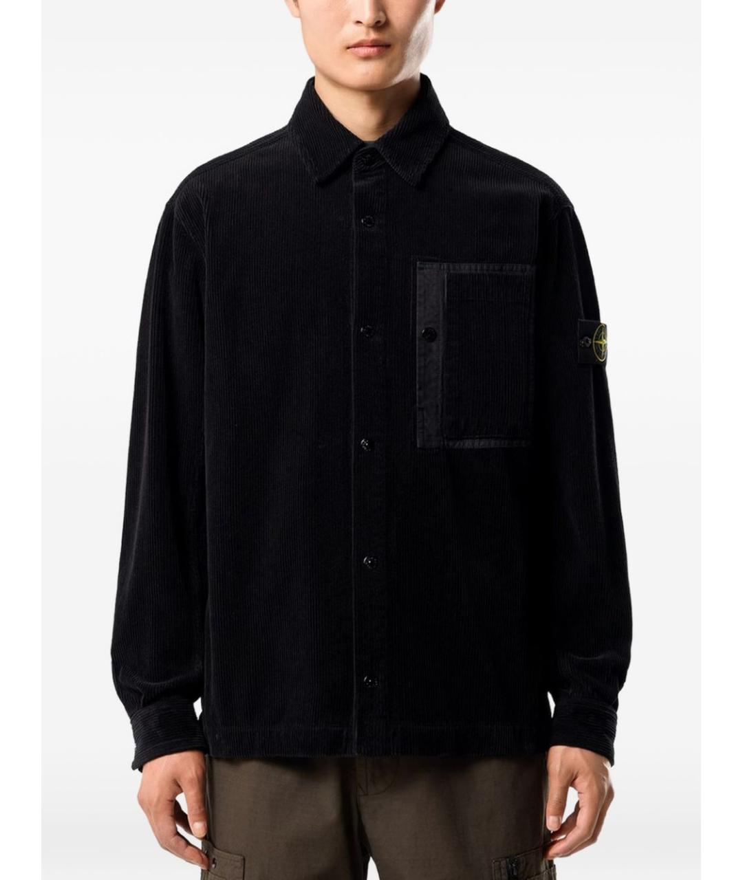 STONE ISLAND Черная хлопковая классическая рубашка, фото 2