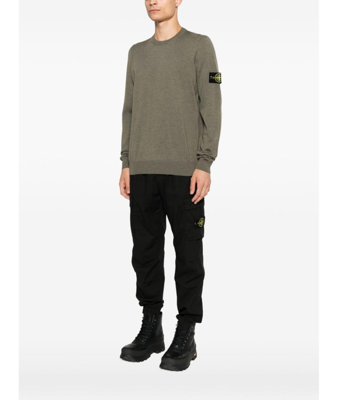 STONE ISLAND Хаки шерстяной джемпер / свитер, фото 4