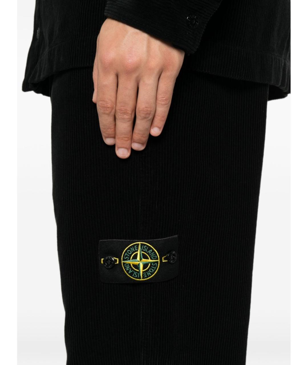 STONE ISLAND Черные хлопковые повседневные брюки, фото 5