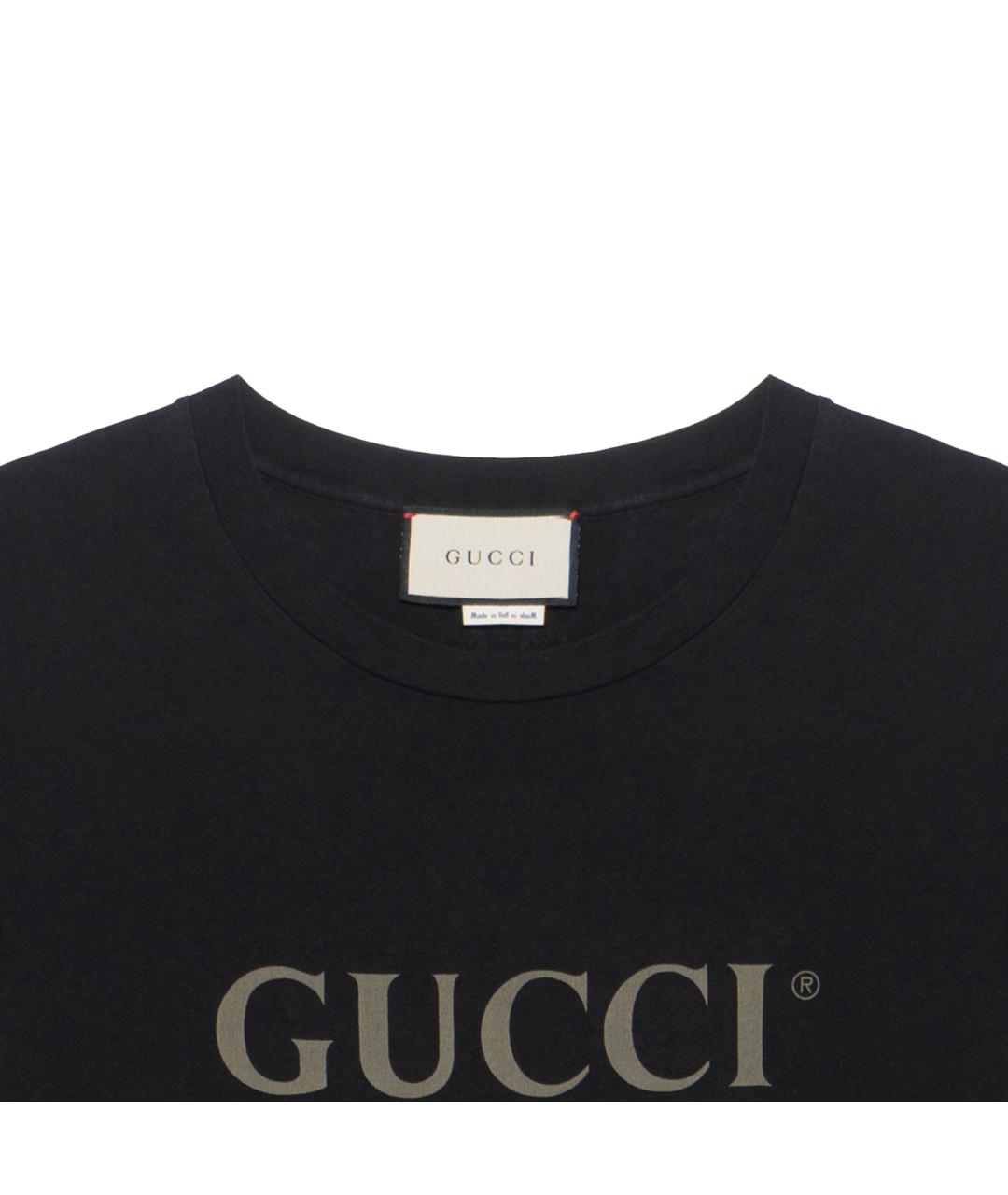 GUCCI Черная хлопковая футболка, фото 5
