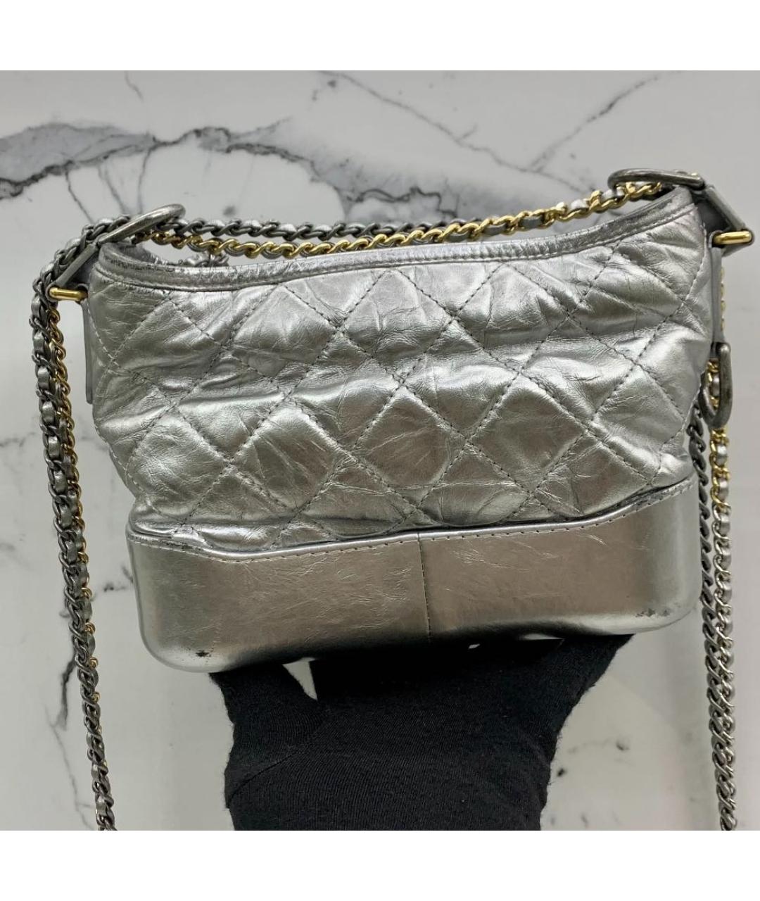 CHANEL Серебряная кожаная сумка через плечо, фото 2