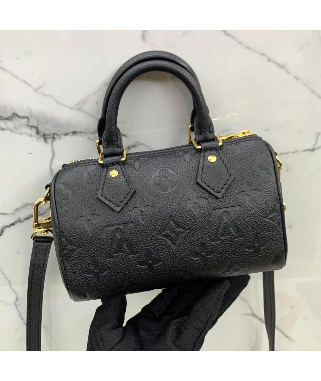 LOUIS VUITTON Черная кожаная сумка с короткими ручками, фото 2
