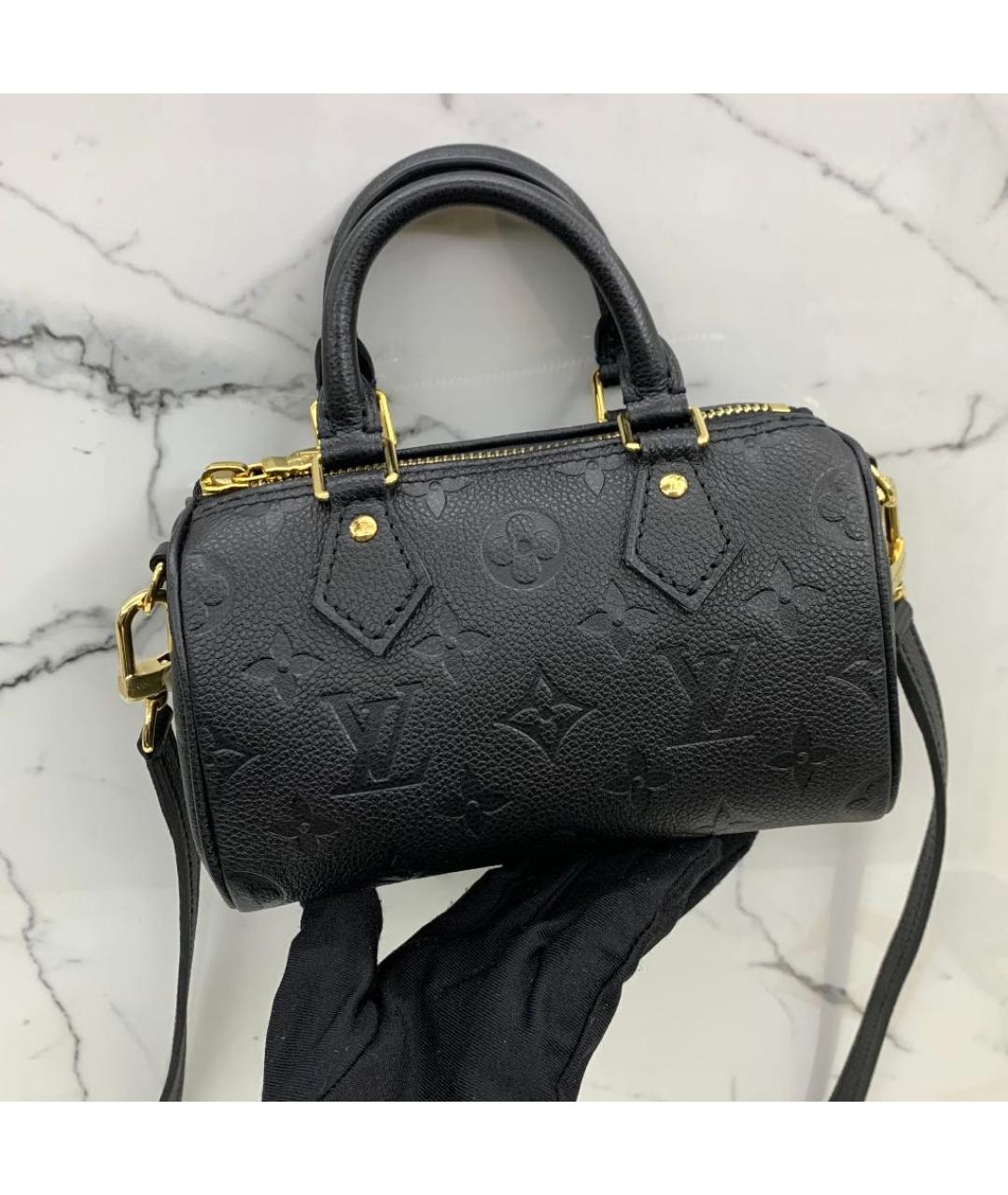 LOUIS VUITTON Черная кожаная сумка с короткими ручками, фото 4