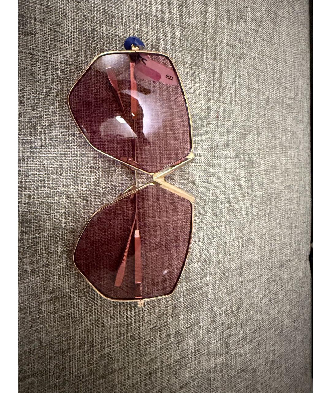 VALENTINO Золотые металлические солнцезащитные очки, фото 2