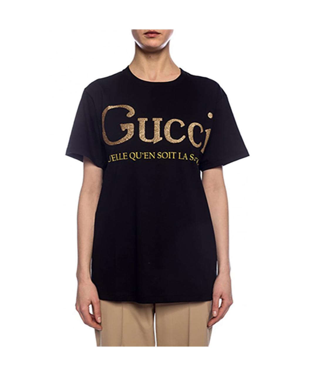 GUCCI Черная хлопковая футболка, фото 2