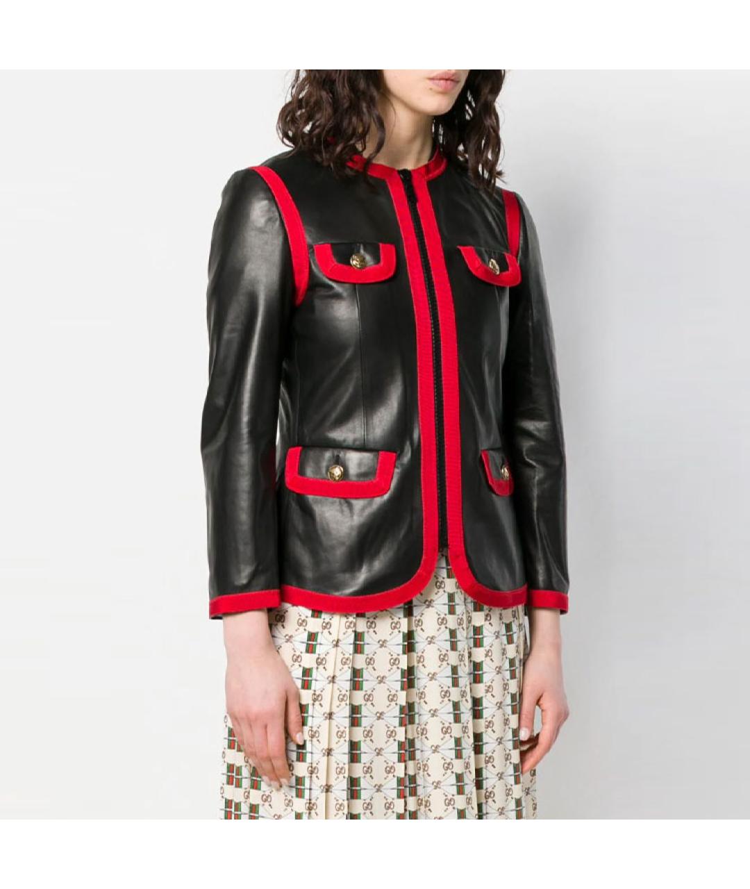 GUCCI Черная кожаная куртка, фото 4