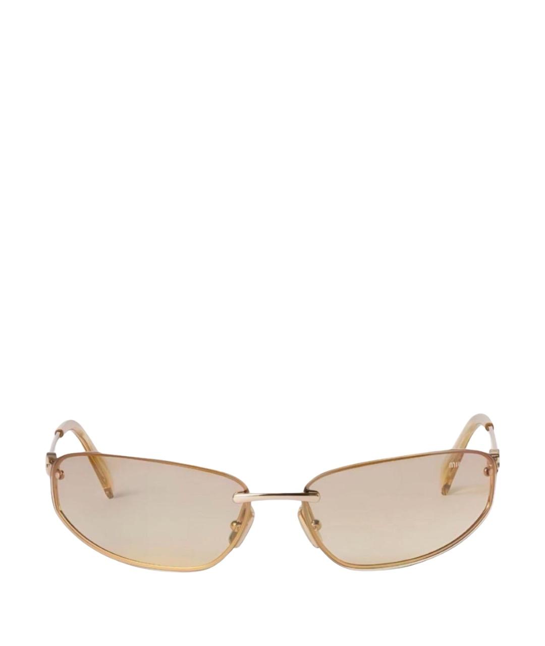 MIU MIU Золотые металлические солнцезащитные очки, фото 1
