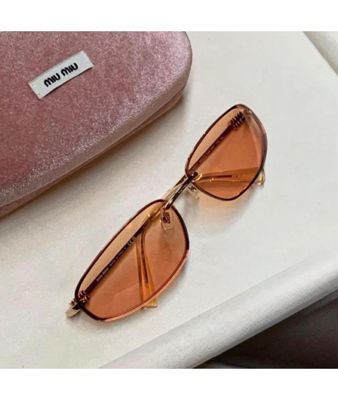 MIU MIU Золотые металлические солнцезащитные очки, фото 4