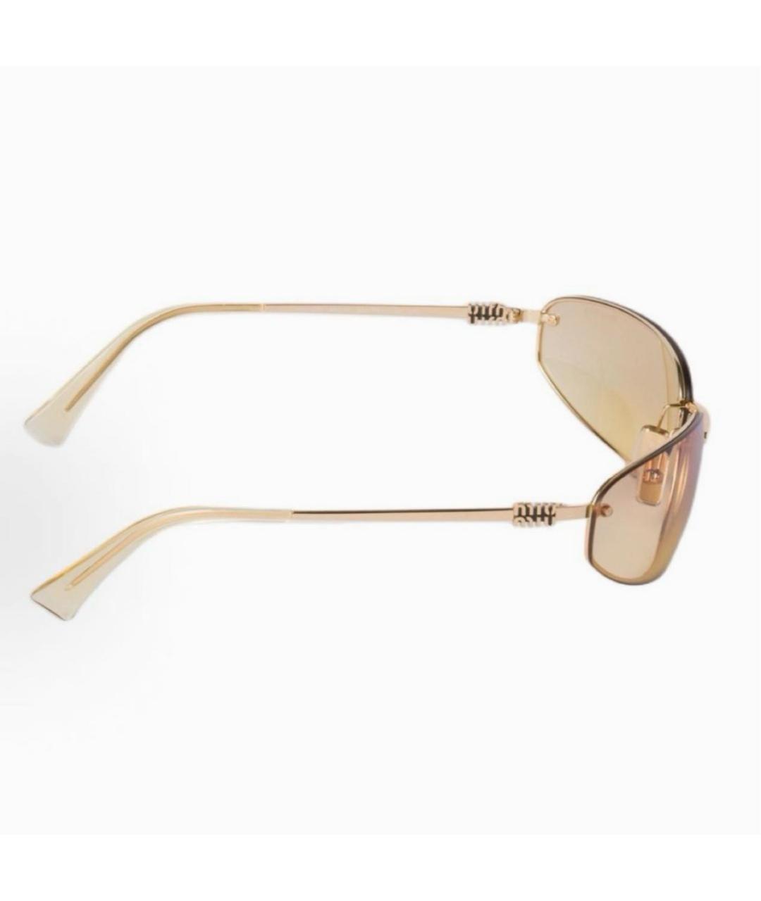 MIU MIU Золотые металлические солнцезащитные очки, фото 3