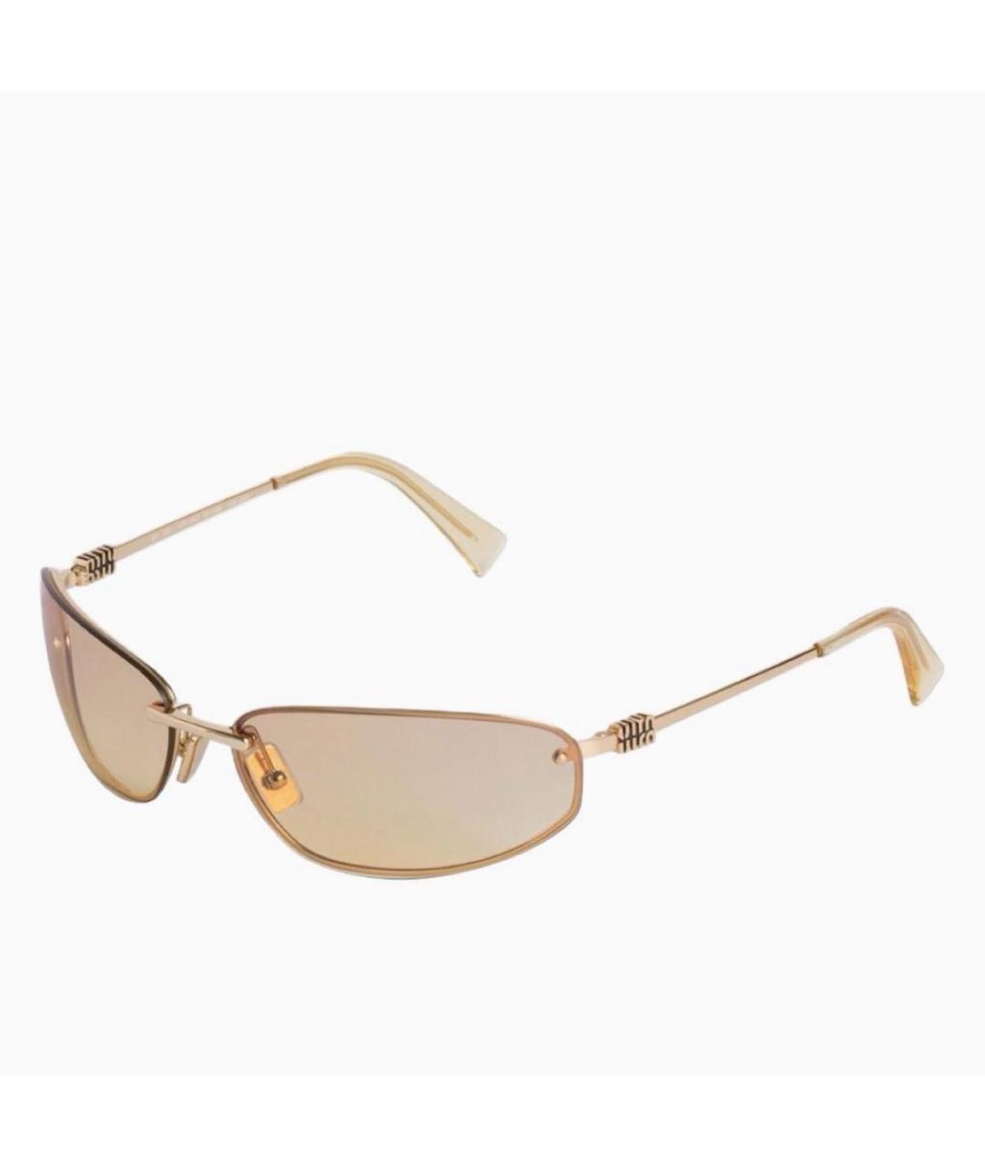 MIU MIU Золотые металлические солнцезащитные очки, фото 2