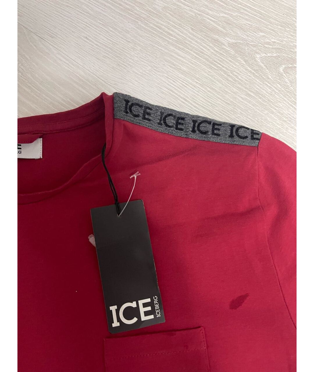 ICEBERG Бордовая хлопковая футболка, фото 3