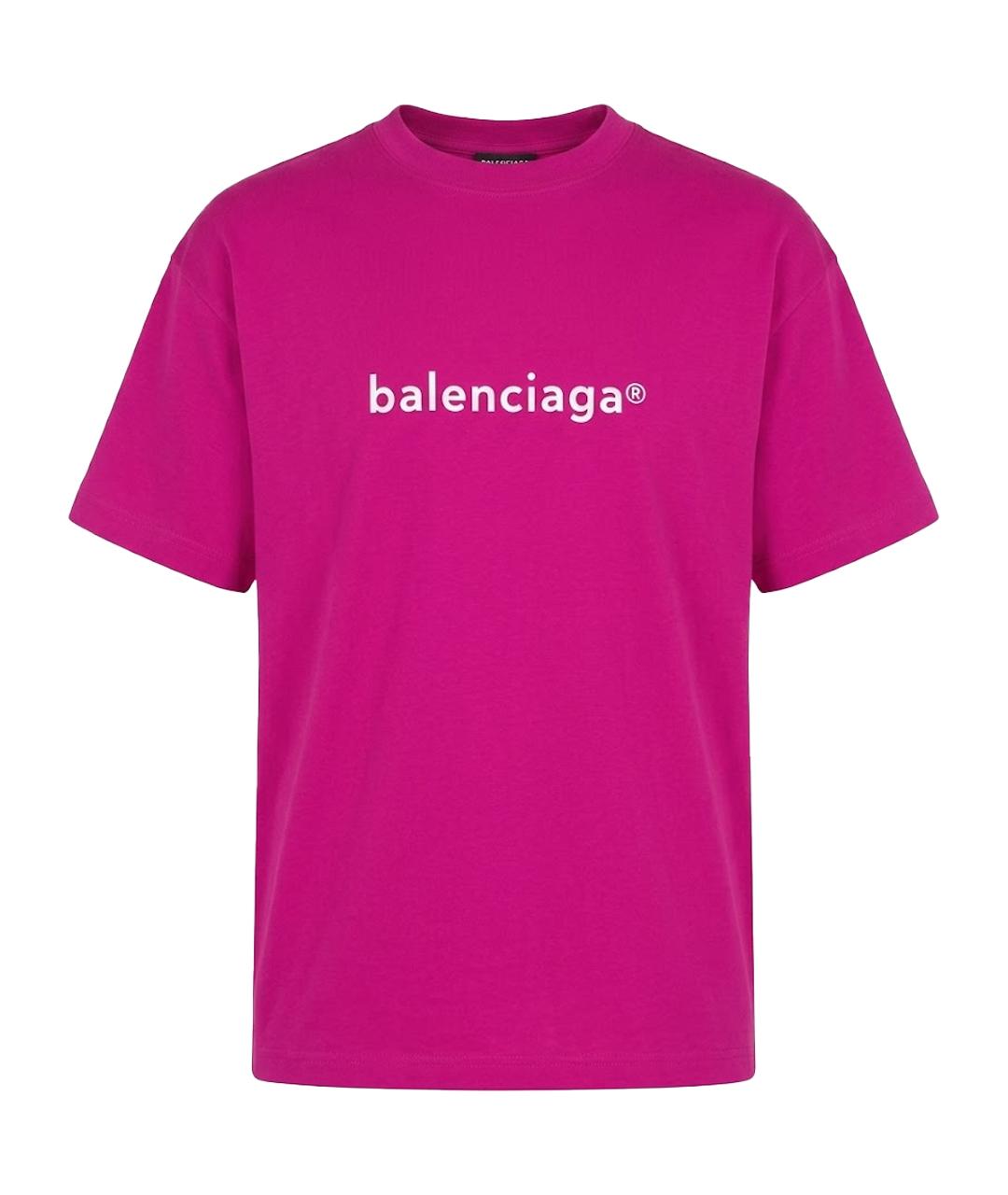 BALENCIAGA Розовая хлопковая футболка, фото 1