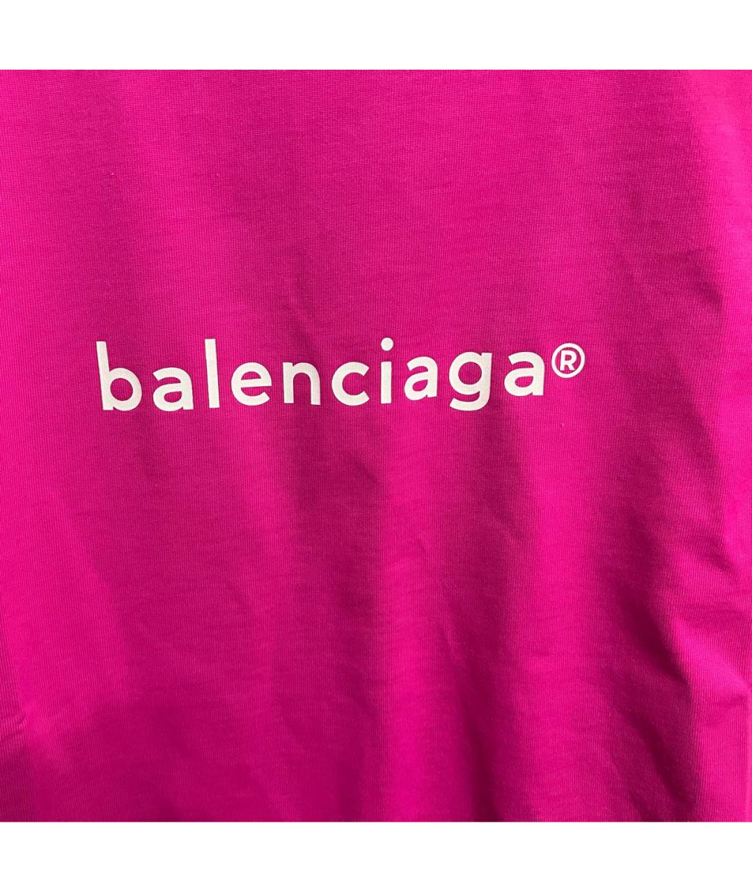 BALENCIAGA Розовая хлопковая футболка, фото 4