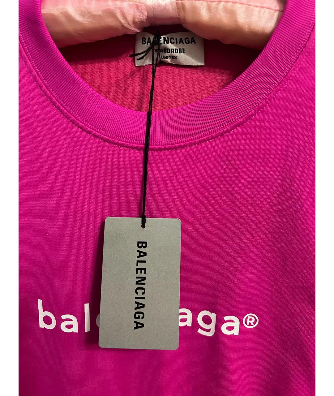 BALENCIAGA Розовая хлопковая футболка, фото 3
