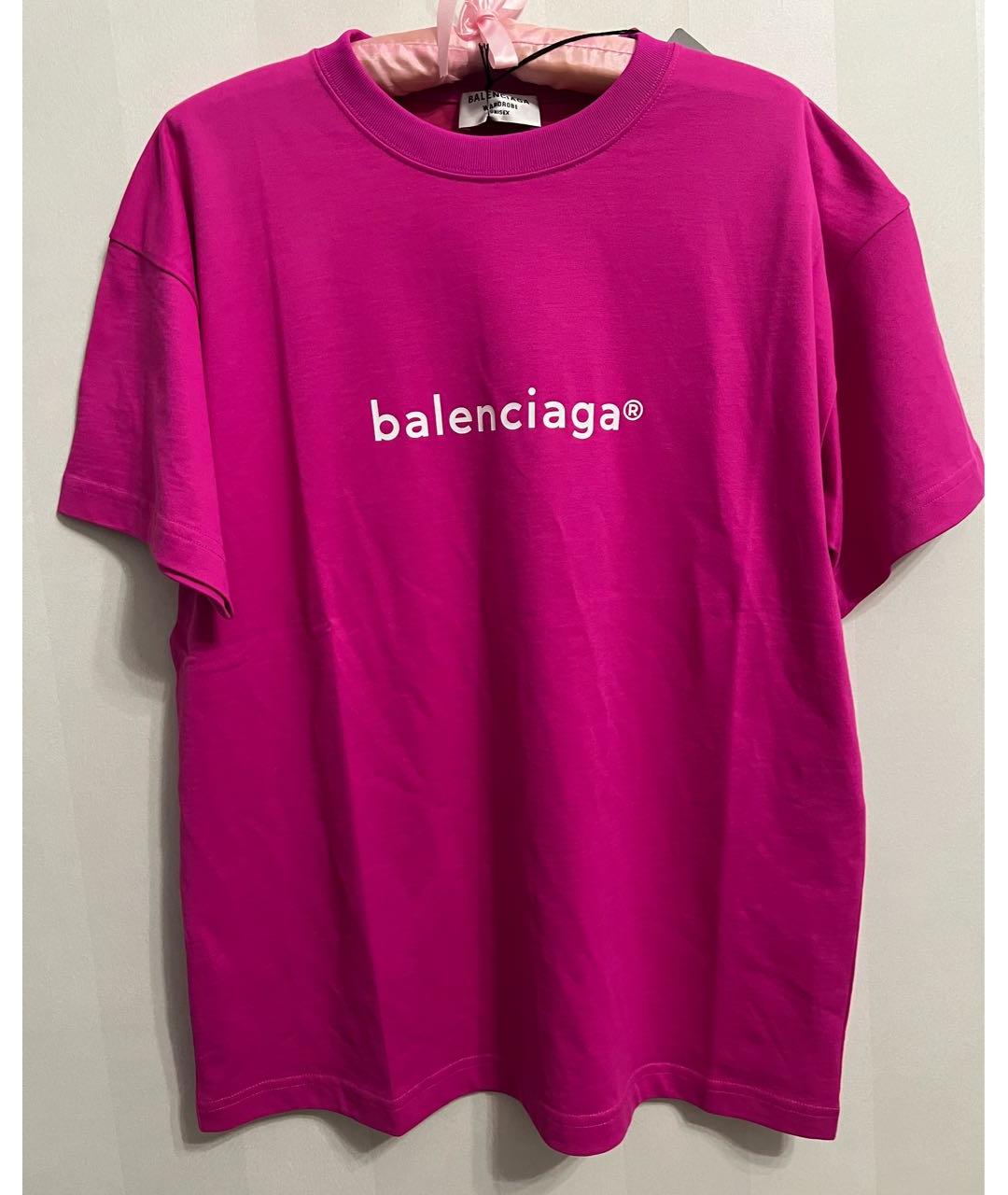 BALENCIAGA Розовая хлопковая футболка, фото 5
