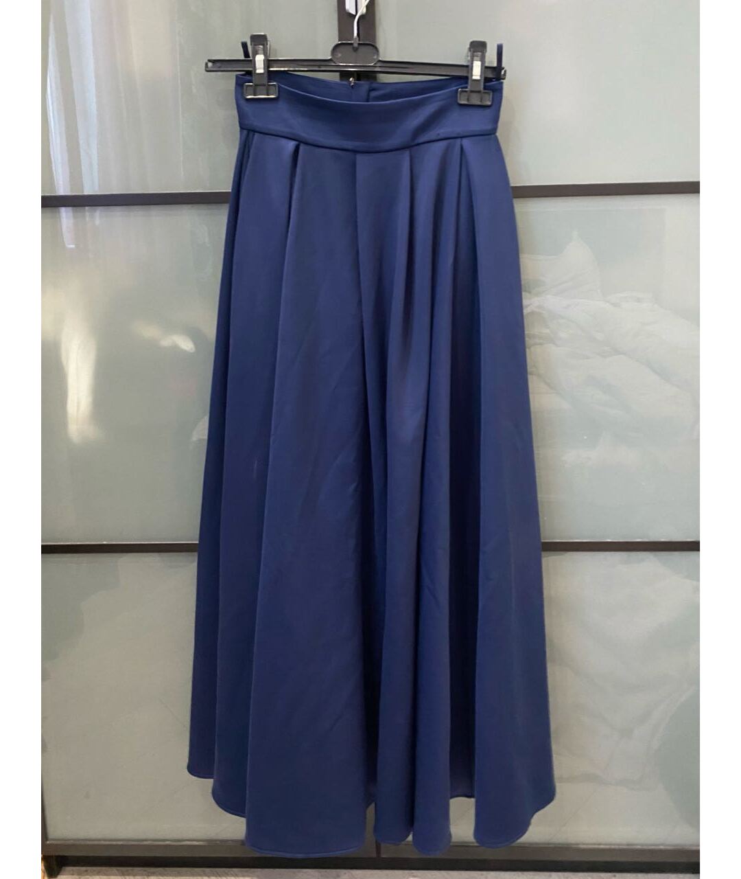 ELISABETTA FRANCHI Темно-синяя полиэстеровая юбка макси, фото 8