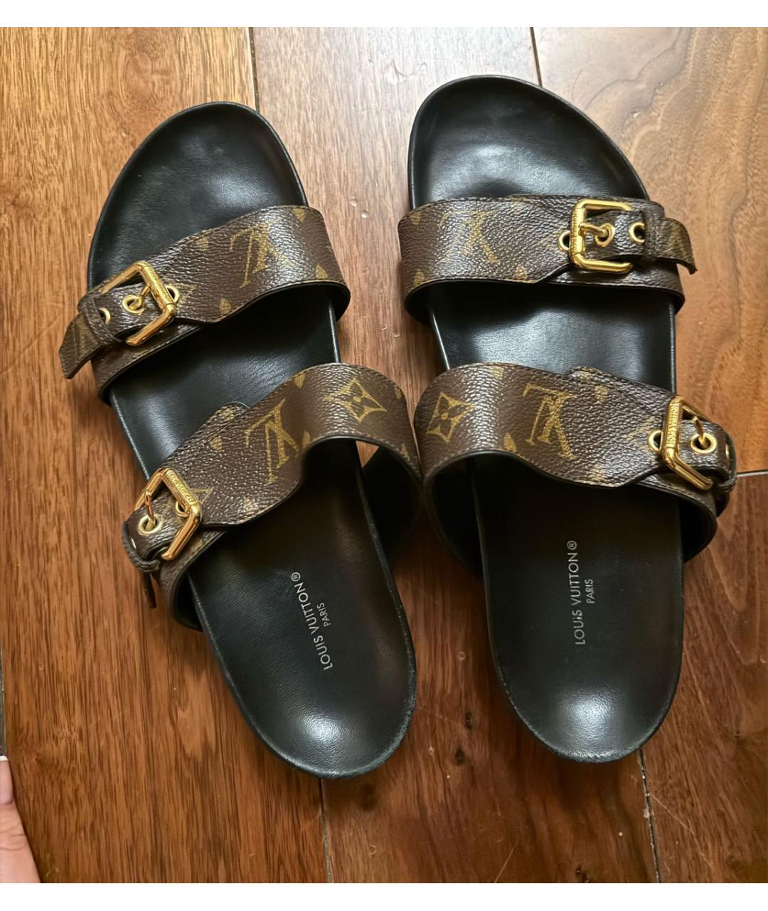 LOUIS VUITTON Коричневые кожаные мюли, фото 3