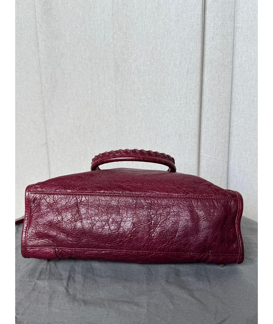 BALENCIAGA Бордовая кожаная сумка с короткими ручками, фото 8