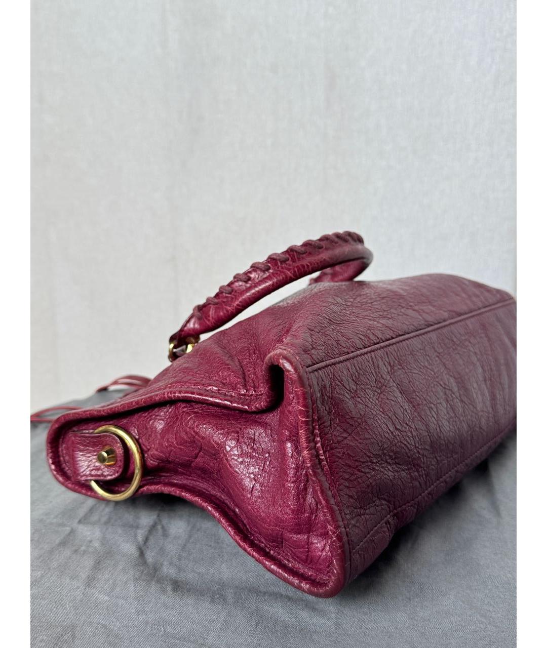 BALENCIAGA Бордовая кожаная сумка с короткими ручками, фото 6