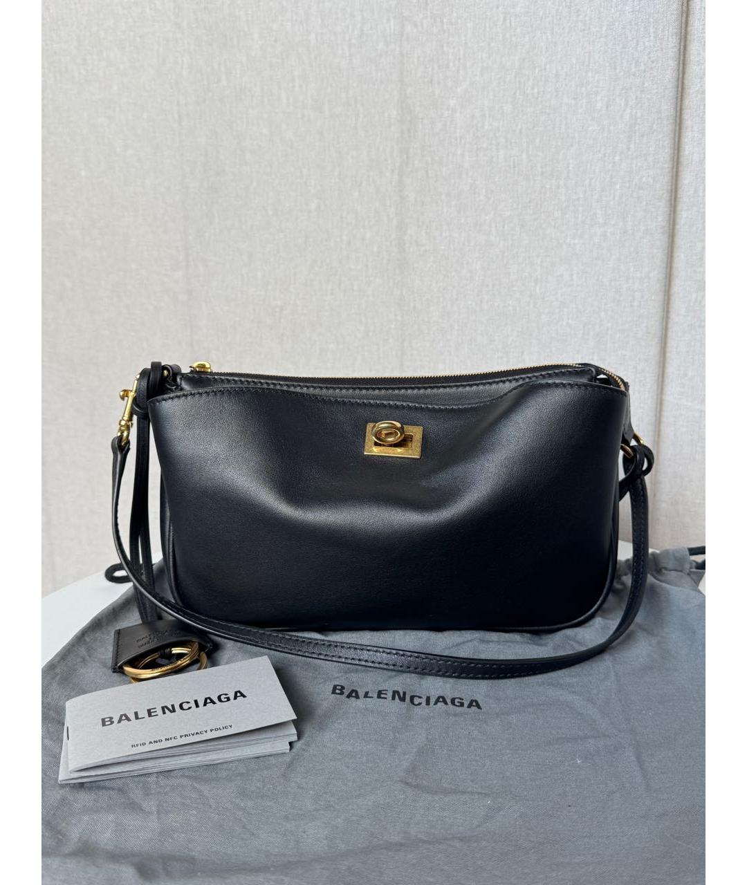 BALENCIAGA Черная кожаная сумка через плечо, фото 2