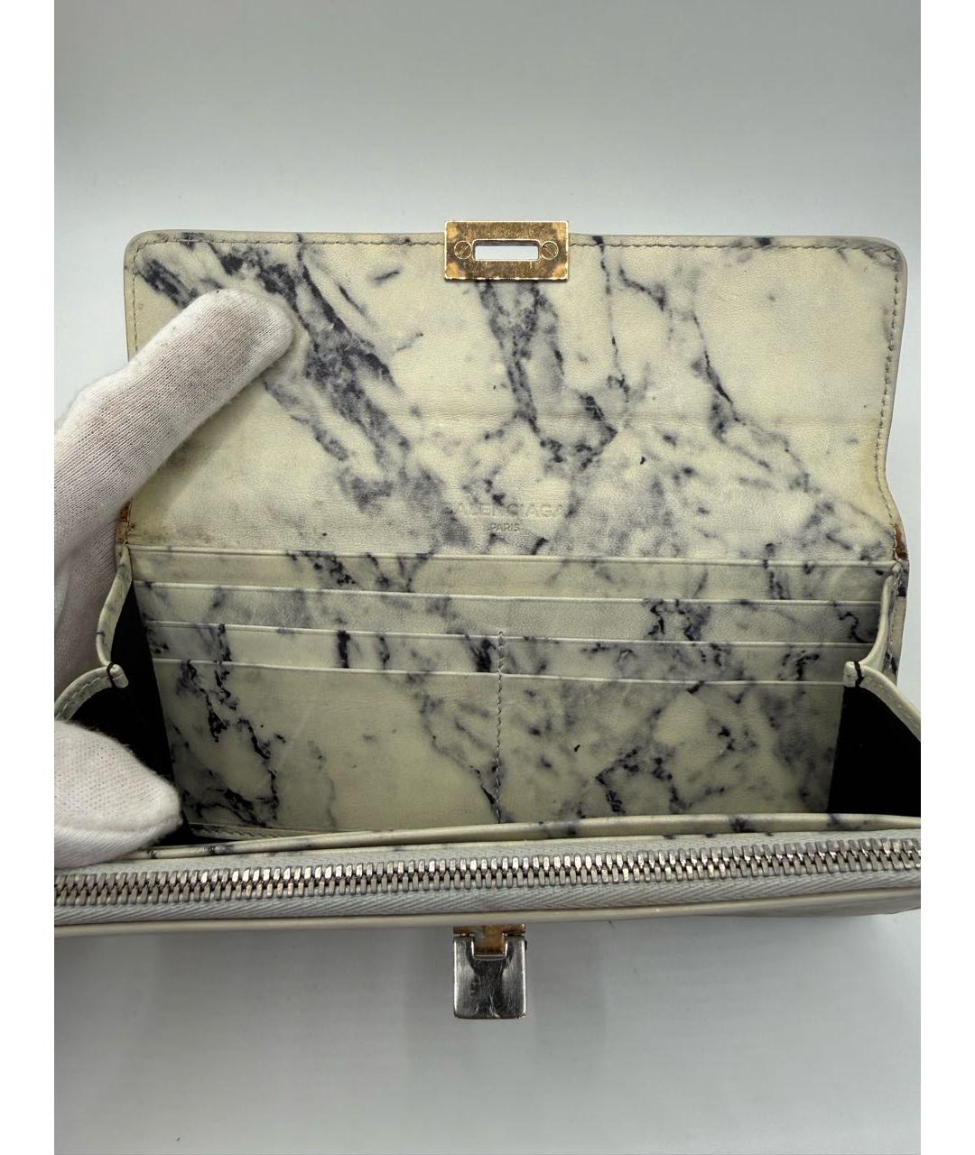 BALENCIAGA Белый кожаный кошелек, фото 6
