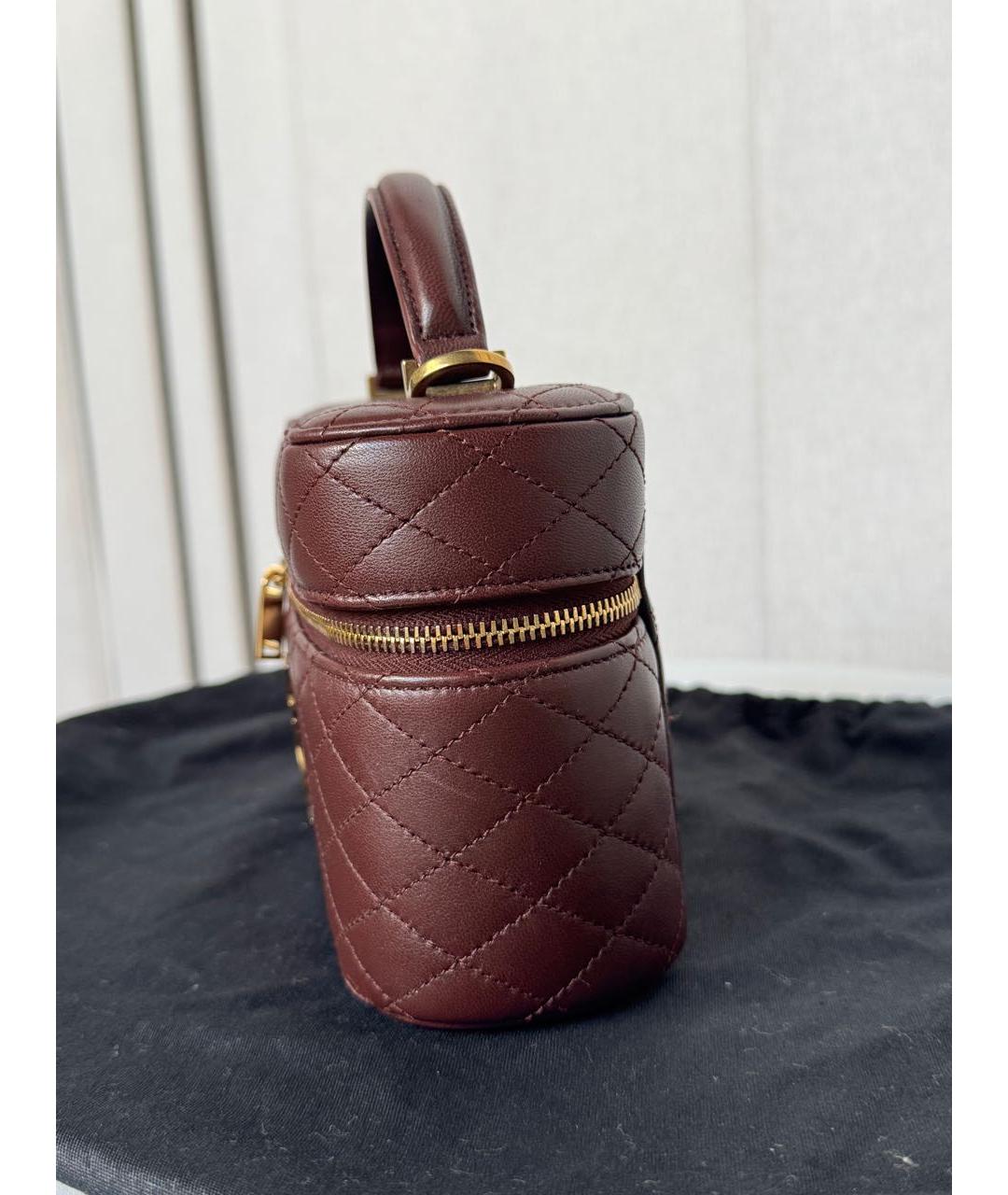 SAINT LAURENT Бордовая кожаная сумка через плечо, фото 5