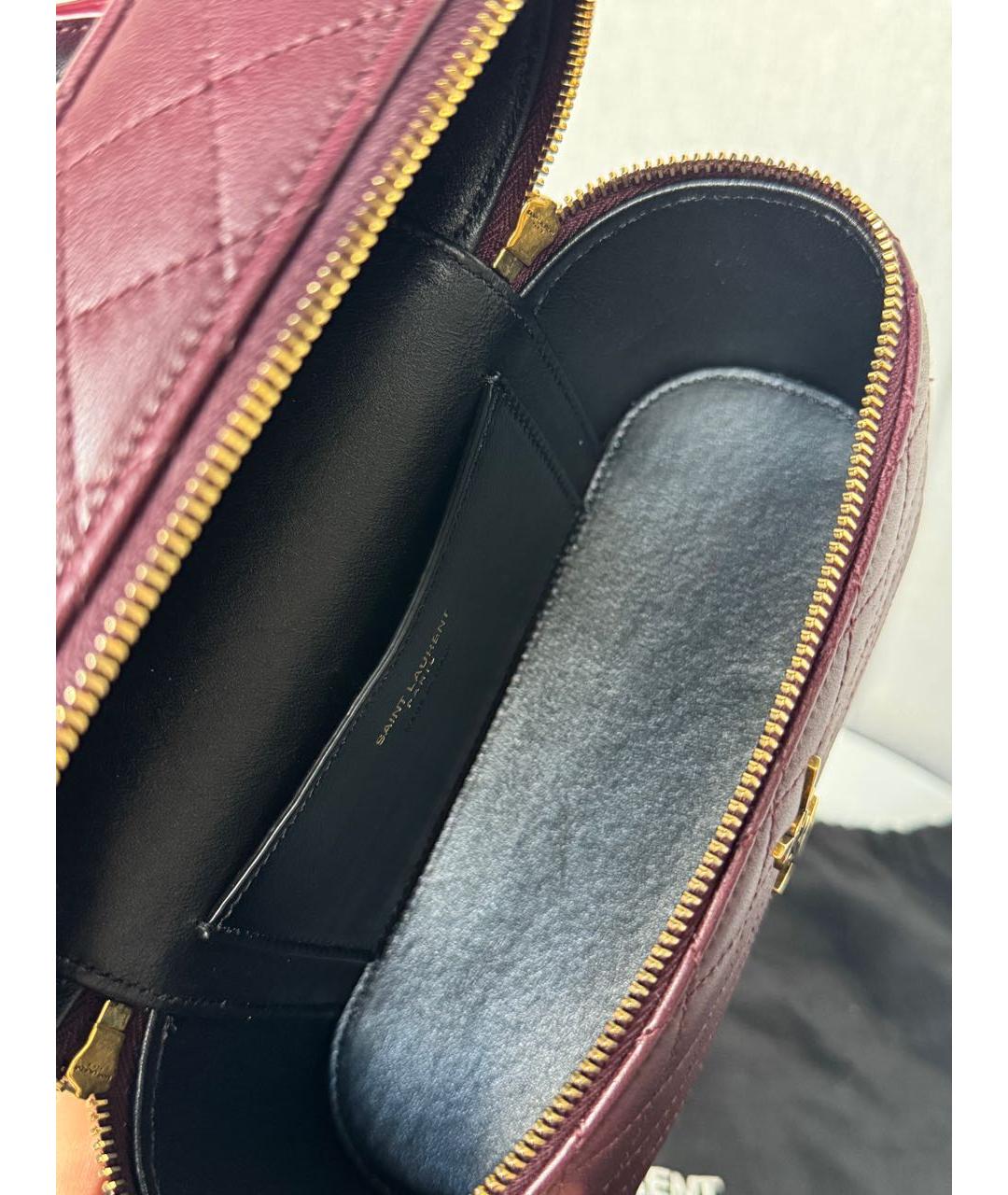 SAINT LAURENT Бордовая кожаная сумка через плечо, фото 4