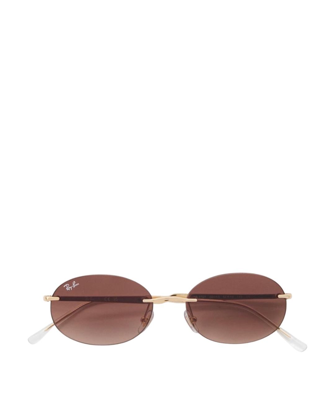 RAY BAN Золотые металлические солнцезащитные очки, фото 1