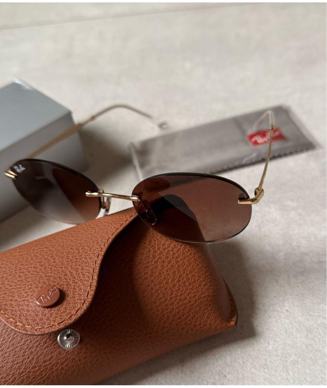 RAY BAN Золотые металлические солнцезащитные очки, фото 5