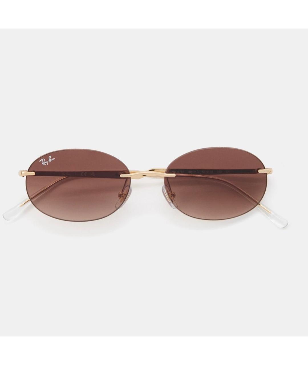 RAY BAN Золотые металлические солнцезащитные очки, фото 6