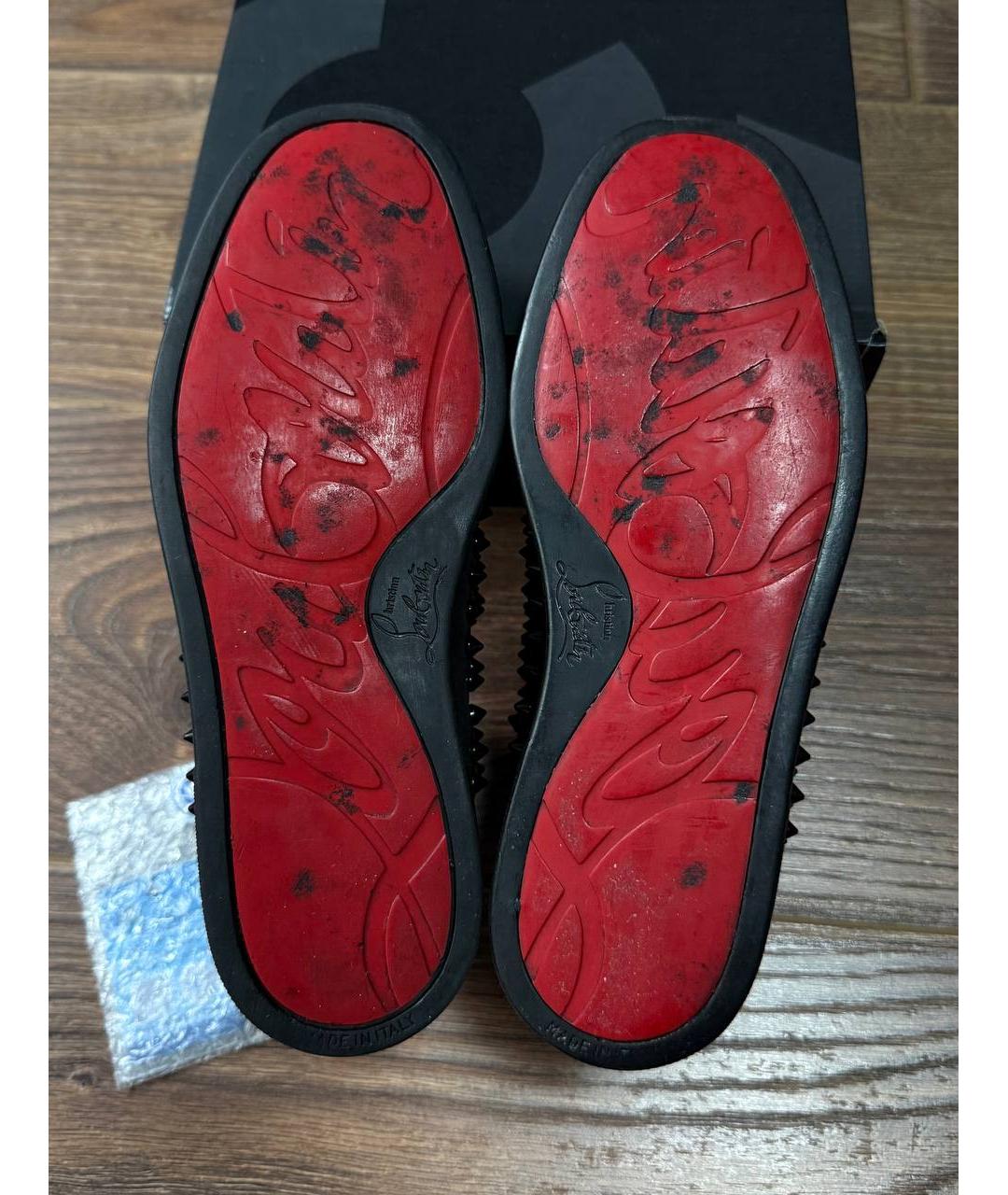 CHRISTIAN LOUBOUTIN Черные замшевые кеды, фото 5