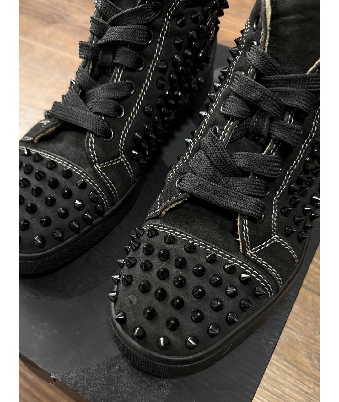 CHRISTIAN LOUBOUTIN Черные замшевые кеды, фото 6