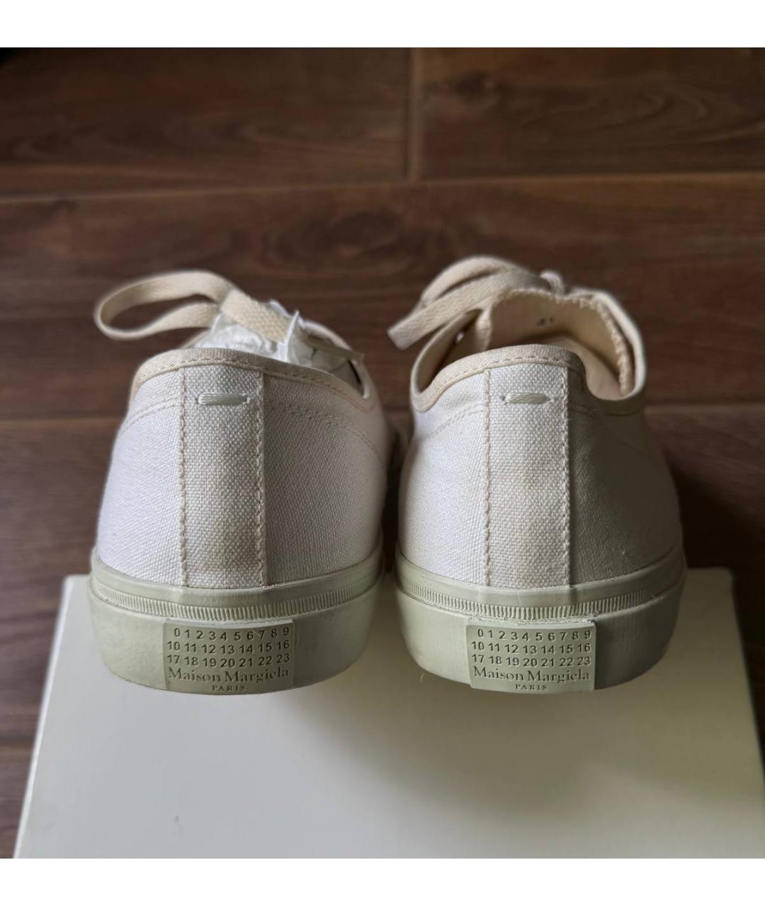 MAISON MARGIELA Белые текстильные низкие кроссовки / кеды, фото 4