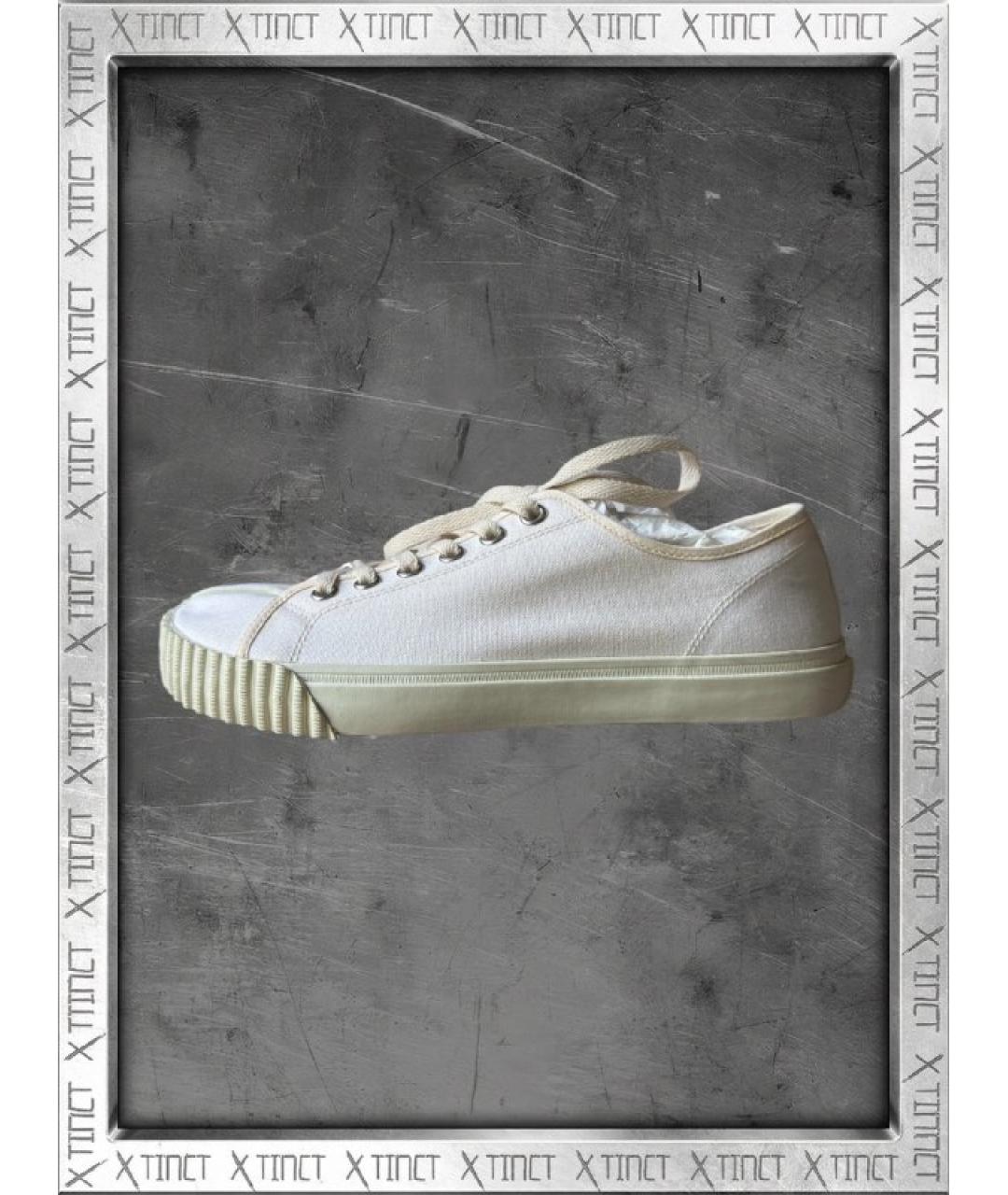 MAISON MARGIELA Белые текстильные низкие кроссовки / кеды, фото 8