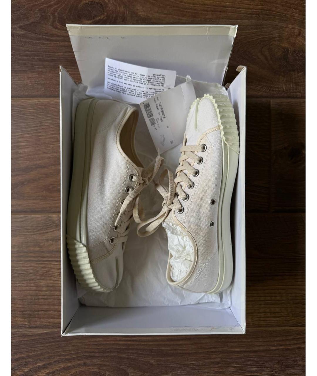 MAISON MARGIELA Белые текстильные низкие кроссовки / кеды, фото 6