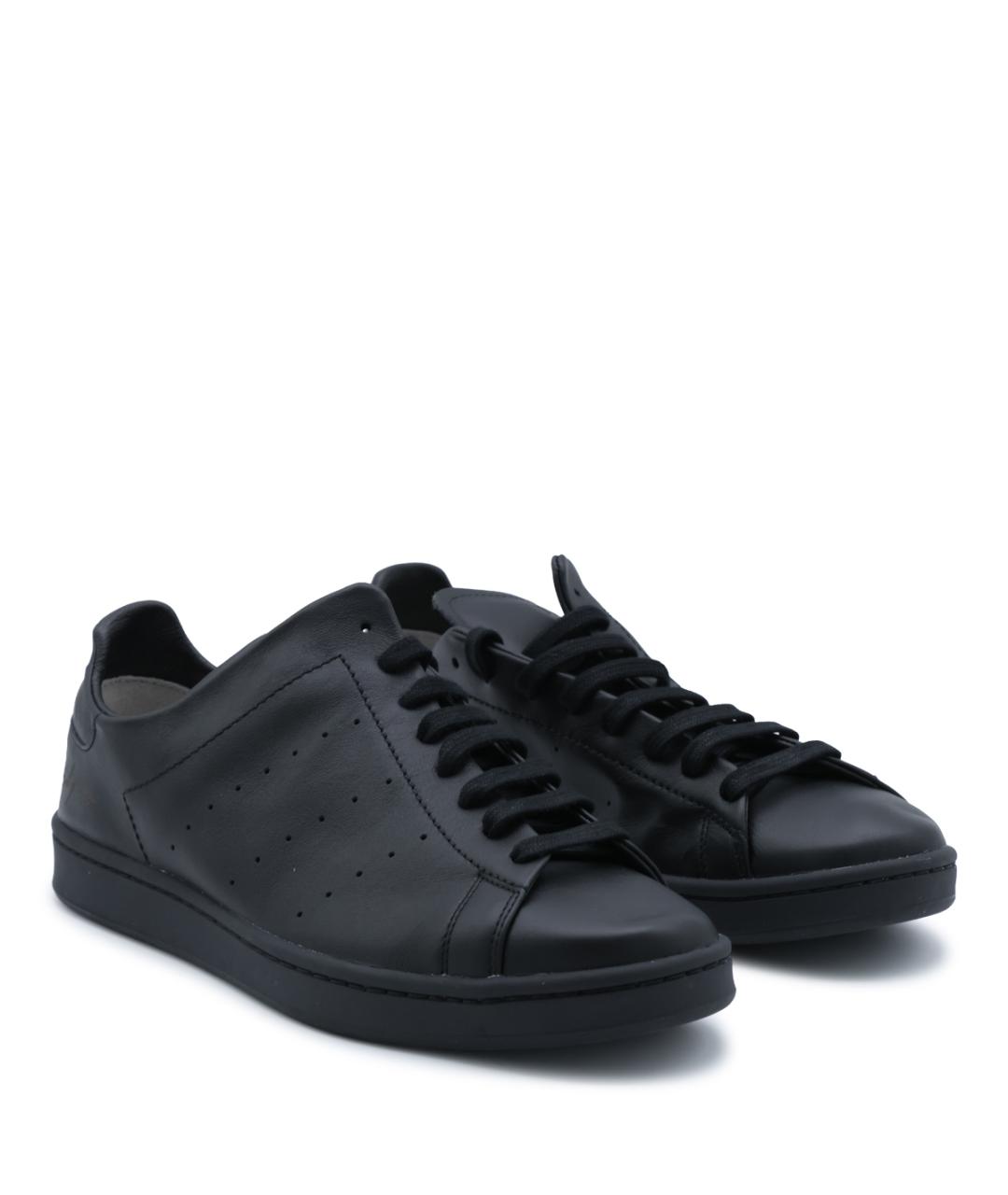Y-3 Черные кожаные низкие кроссовки / кеды, фото 2