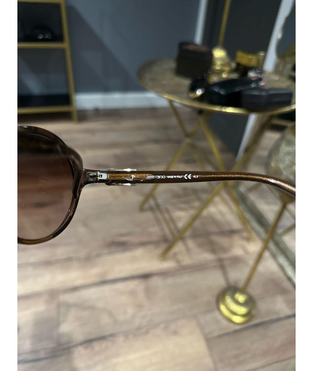 JIMMY CHOO Коричневые пластиковые солнцезащитные очки, фото 3