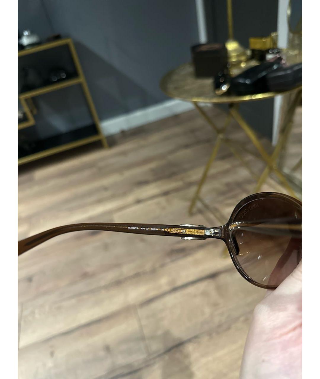 JIMMY CHOO Коричневые пластиковые солнцезащитные очки, фото 2