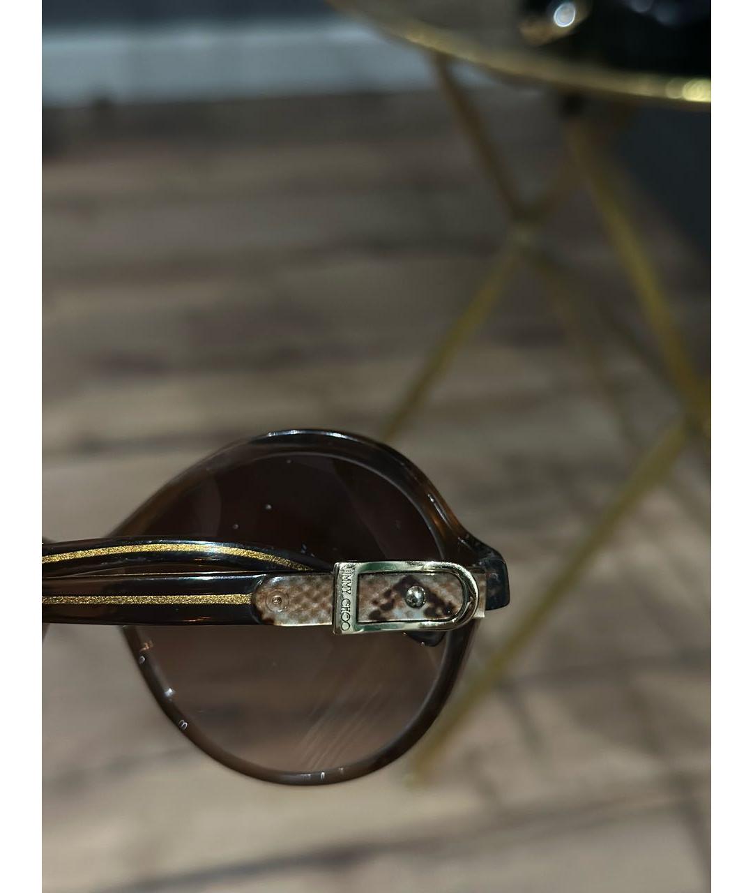 JIMMY CHOO Коричневые пластиковые солнцезащитные очки, фото 4