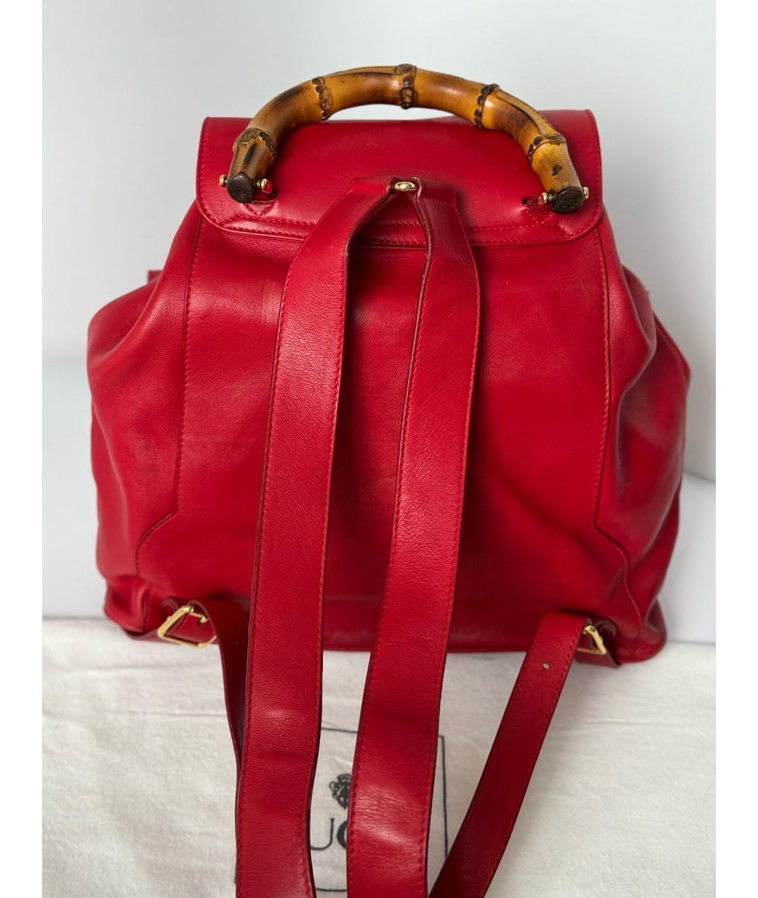 GUCCI Красный кожаный рюкзак, фото 4