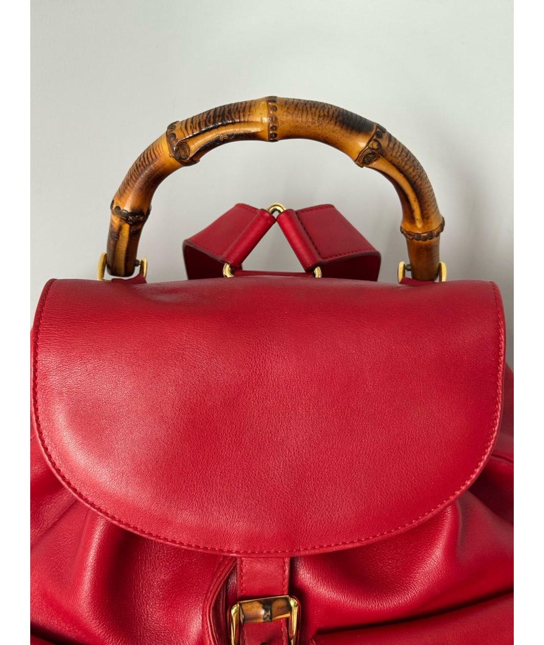 GUCCI Красный кожаный рюкзак, фото 3