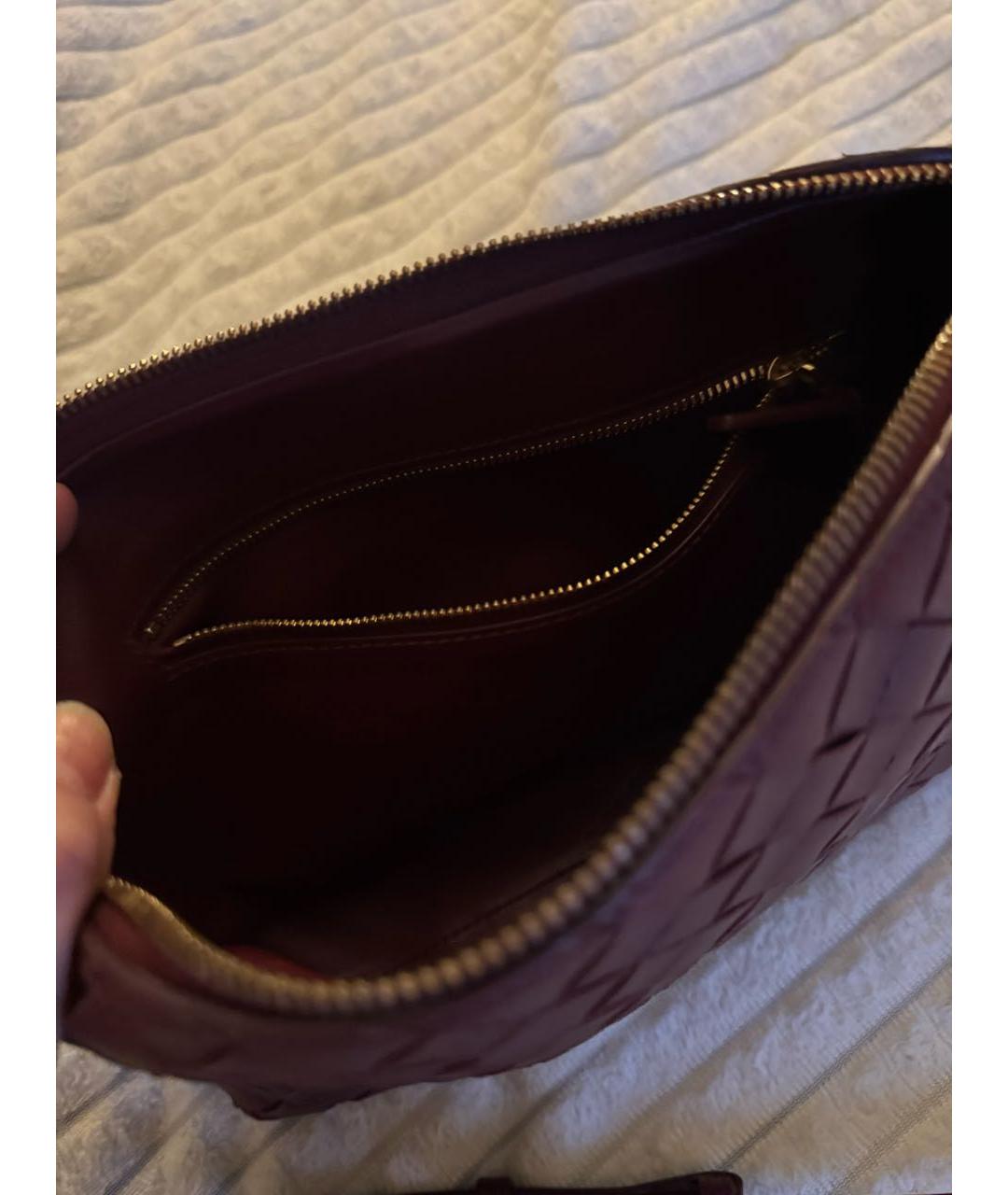 BOTTEGA VENETA Бордовая кожаная сумка через плечо, фото 4